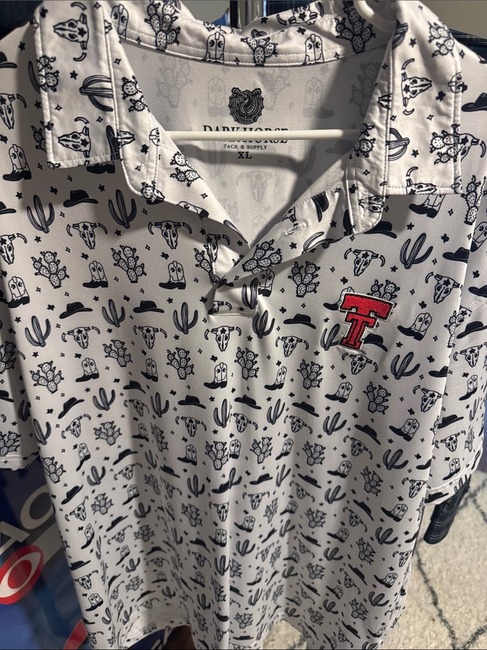 Texas Tech Dark Horse Tack & Supply Desert Print Polo with Red Embroidered logo
